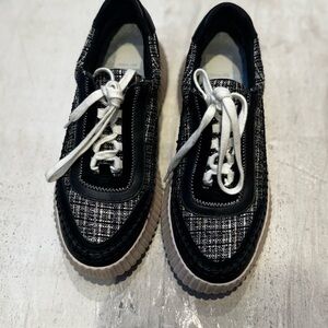 Dolce Vita Black and White Tweed Platform Lace-Up Sneakers
